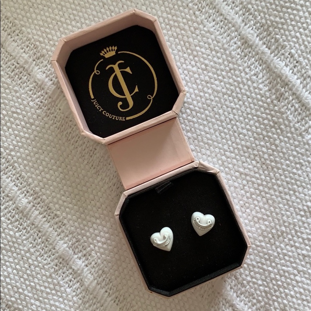 Juicy Couture White Heart Studs